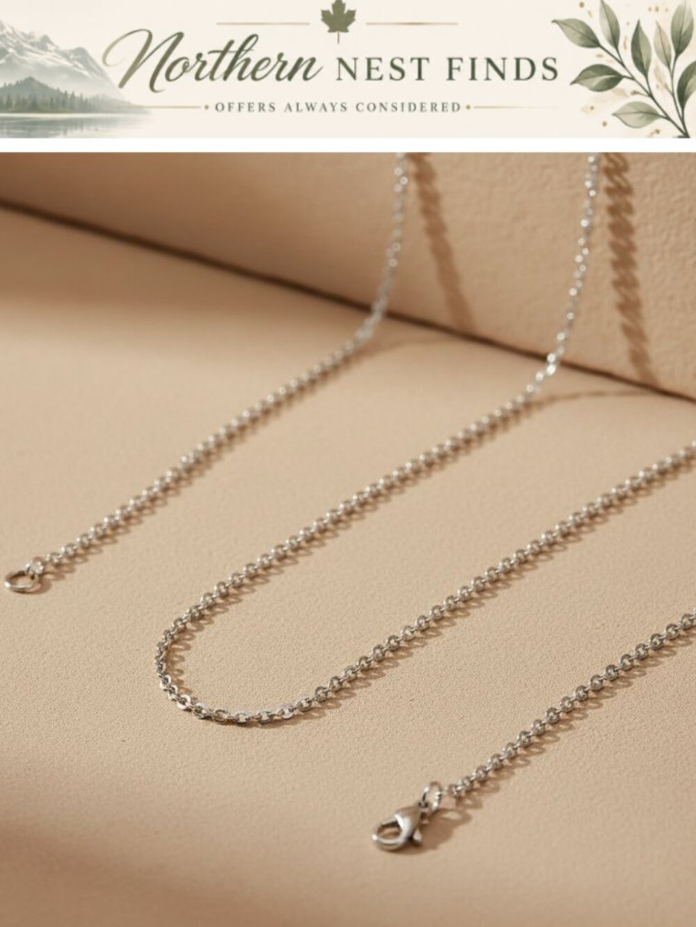 Titanium Stainless Steel Cable Chain Necklace 2mm Lobster Clasp